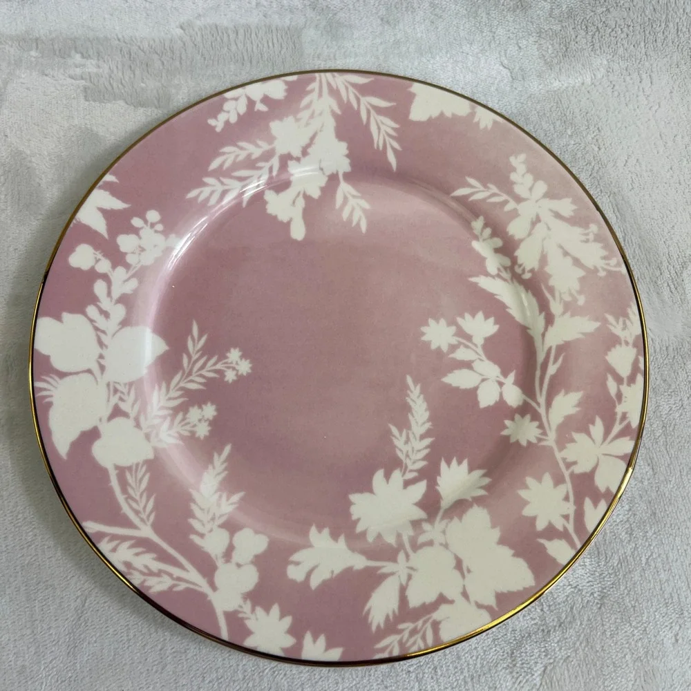 Pottery Barn Monique Lhuillier Rose Bouquet Salad Plates 8.5